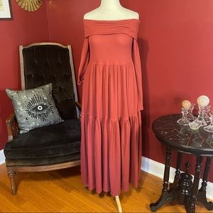 Free people off the shoulder maxi dress rust